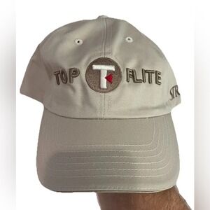 Top Flite Strata Golf Hat Beige Embroidered Adjustable Strapback Cap‎